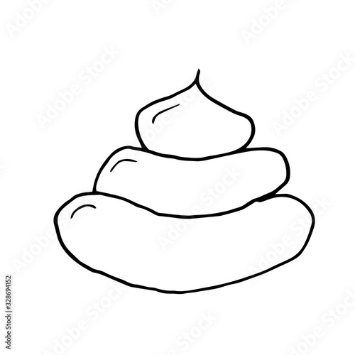 Poop isolated on white background. Simple hand drawn vector illustration in doodle cartoon style. Excrement made of line