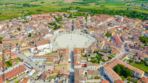 Palmanova, Udine, Italy. An exemplary fortification project of its time was laid down in 1593, Aerial View photo