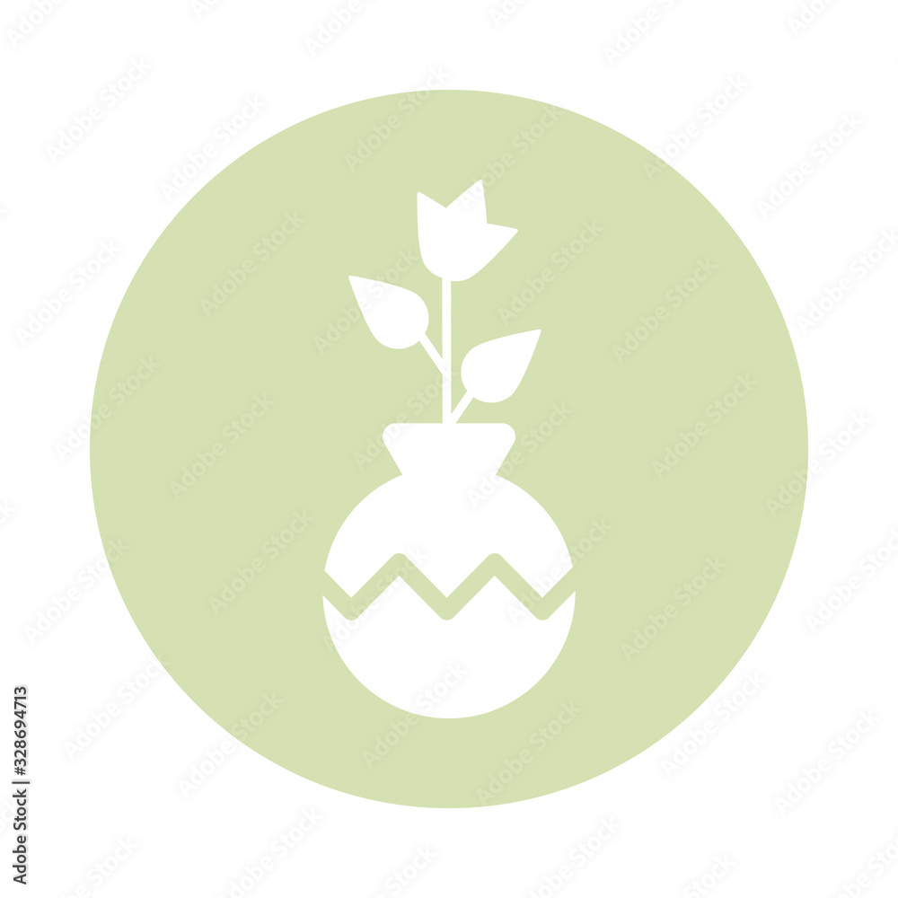 houseplant with potted, block and flat style icon houseplant with potted, block and flat style icon