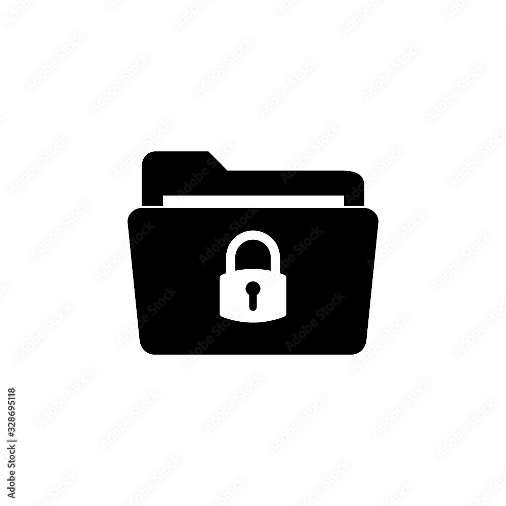 Simple illustration of security concept with folder and locked pad lock Simple illustration of security concept with folder and locked pad lock