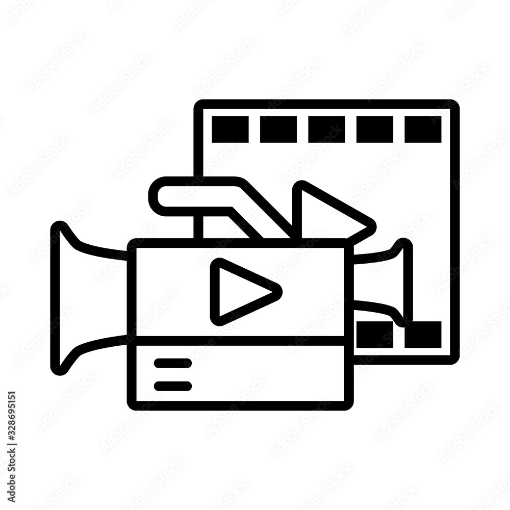 media player with video camera on white background media player with video camera on white background
