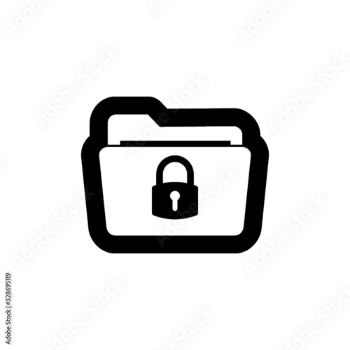 Simple illustration of security concept with folder and locked pad lock