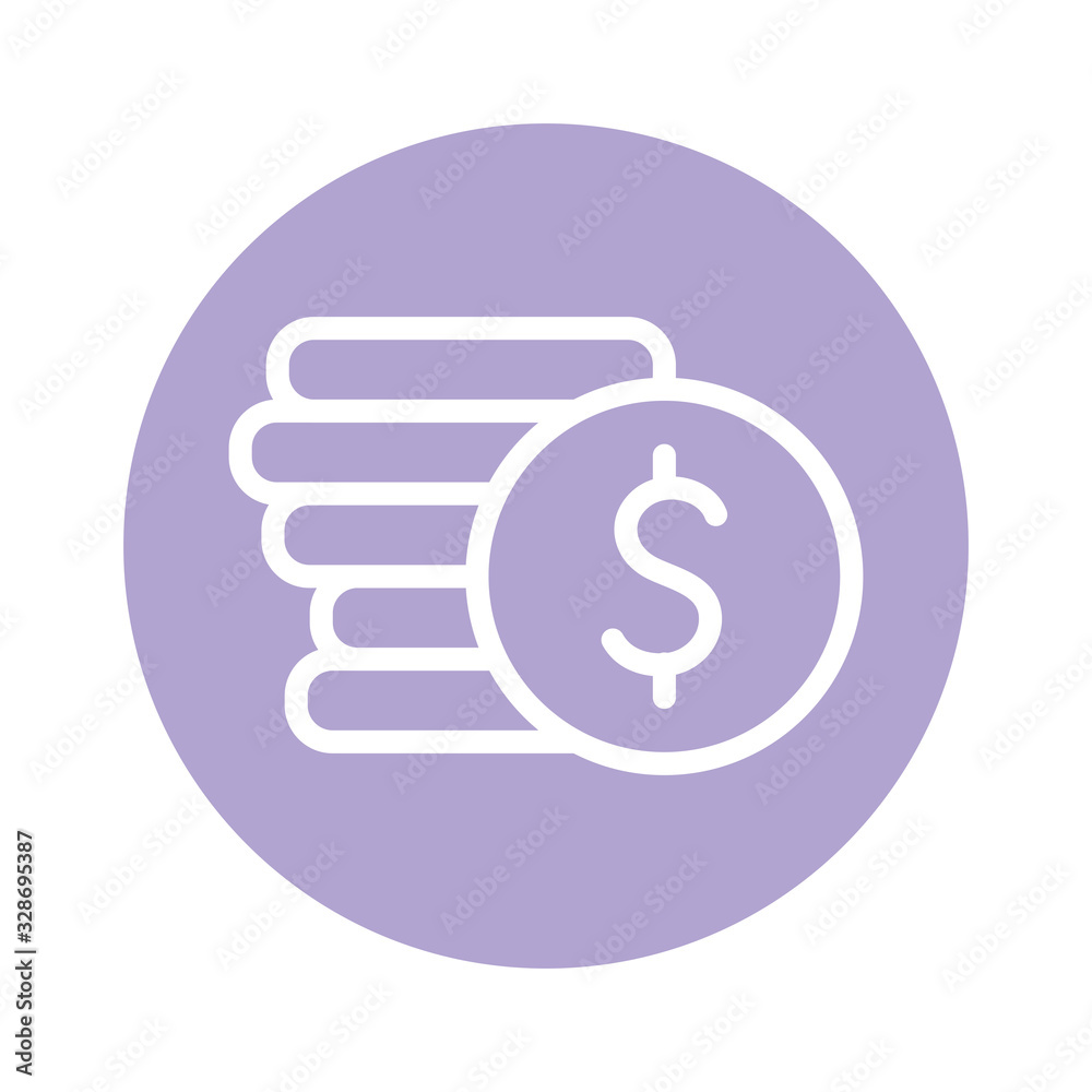 Isolated coins line and block style icon vector design Isolated coins line and block style icon vector design