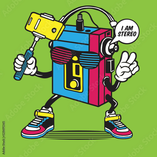 Selfie Retro Music Player Character Design