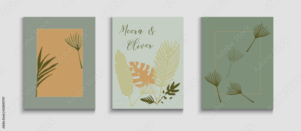 Abstract Asian Vector Flyers Set. Hand Drawn Hipster Background. 