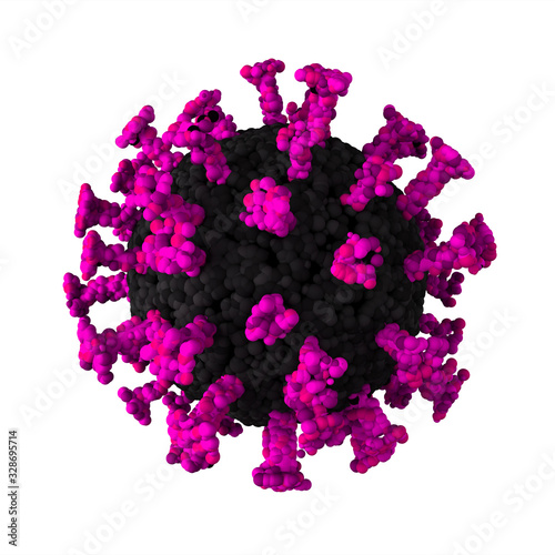 3d rendering of microscopic coronavirus covid-19 cell isolated on white background.