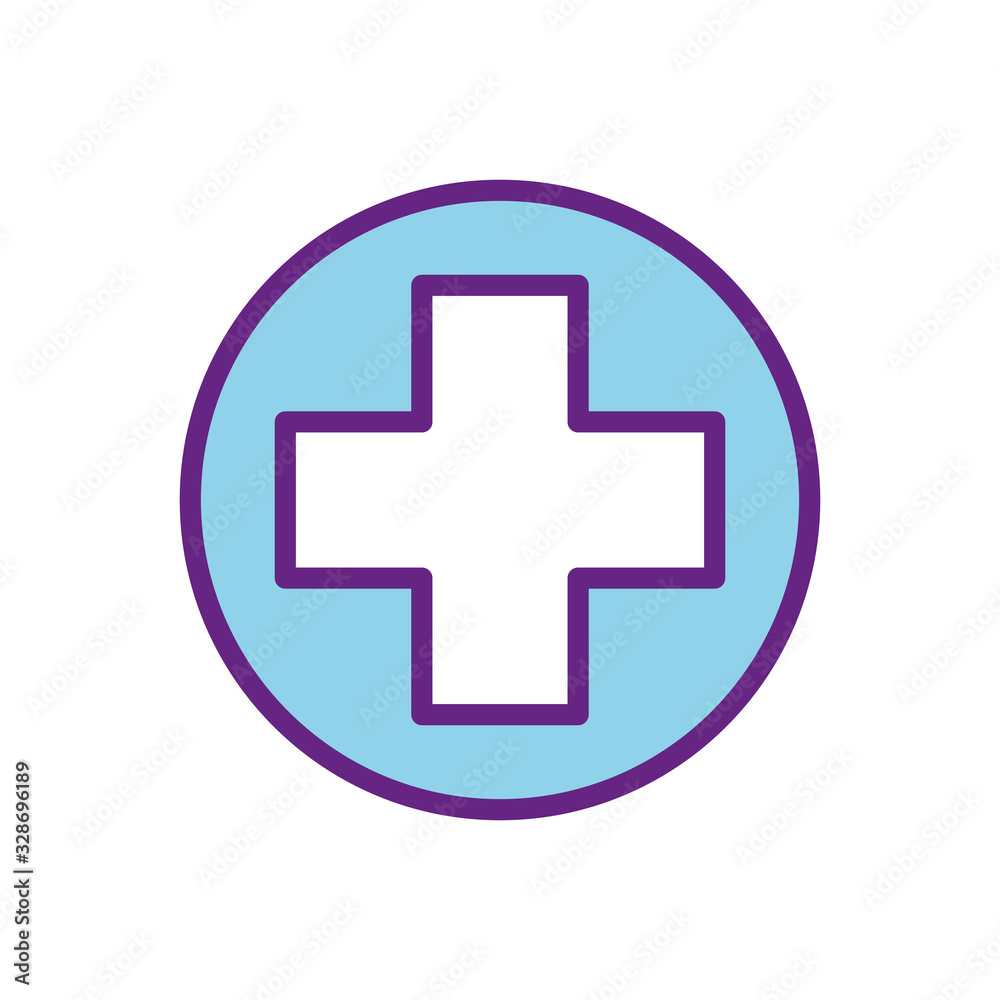Isolated cross inside circle line and fill style icon vector design Isolated cross inside circle line and fill style icon vector design