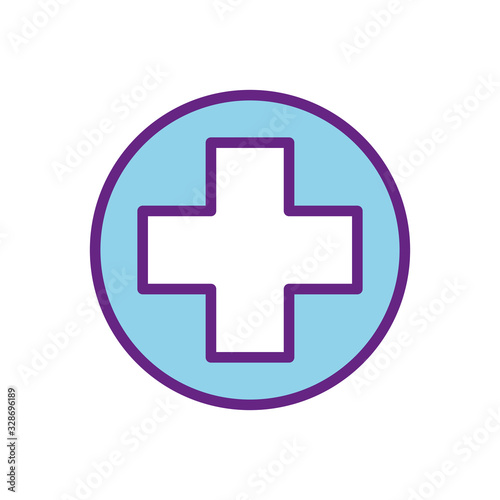 Isolated cross inside circle line and fill style icon vector design