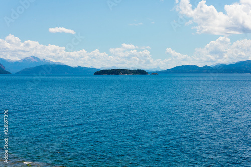View of Nahuel Huapi Lake and Huemul Island. Bariloche, Argentina