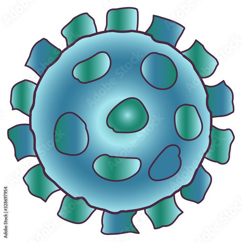 Corona virus is the causative agent of epidemic diseases. Dangerous microbe for humans and animals. A bacterium that causes fatal complications. Element for design on the theme of health protection.