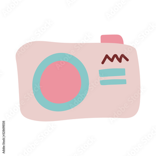 photographic camera on white background