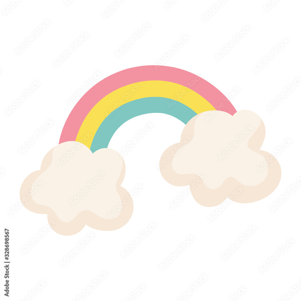 rainbow clouds fantasy magic design icon