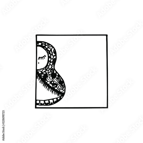 Russian symbols. Stylized matreshka icon