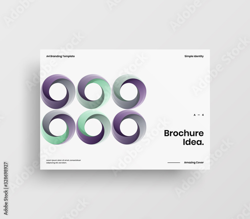 Creative business presentation vector A4 horizontal orientation front page mock up. Modern corporate report cover abstract geometric illustration design layout. Company identity brochure template.