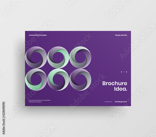 Creative business presentation vector A4 horizontal orientation front page mock up. Modern corporate report cover abstract geometric illustration design layout. Company identity brochure template.