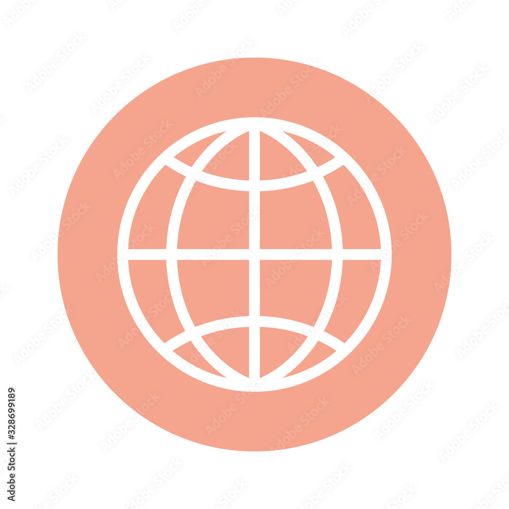 Isolated global sphere line and block style icon vector design Isolated global sphere line and block style icon vector design