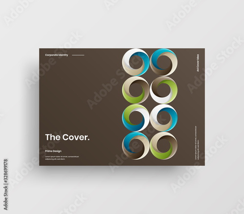 Creative business presentation vector A4 horizontal orientation front page mock up. Modern corporate report cover abstract geometric illustration design layout. Company identity brochure template.