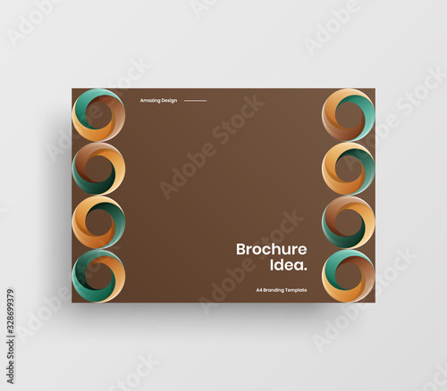 Creative business presentation vector A4 horizontal orientation front page mock up. Modern corporate report cover abstract geometric illustration design layout. Company identity brochure template.