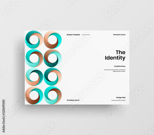 Creative business presentation vector A4 horizontal orientation front page mock up. Modern corporate report cover abstract geometric illustration design layout. Company identity brochure template.
