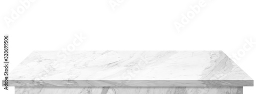 Marble top table on isolated white background, stone table
