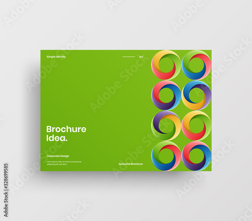 Creative business presentation vector A4 horizontal orientation front page mock up. Modern corporate report cover abstract geometric illustration design layout. Company identity brochure template.