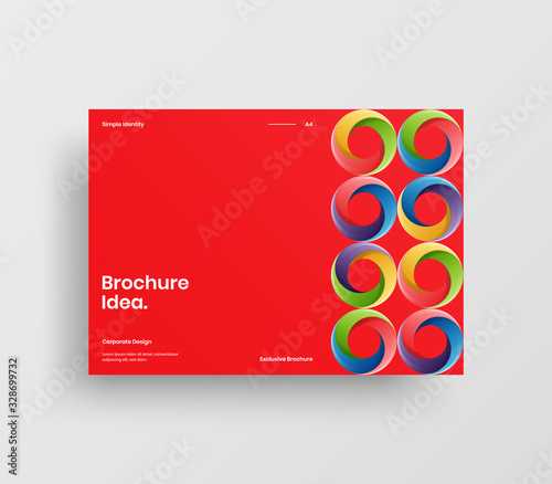 Creative business presentation vector A4 horizontal orientation front page mock up. Modern corporate report cover abstract geometric illustration design layout. Company identity brochure template.