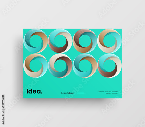 Creative business presentation vector A4 horizontal orientation front page mock up. Modern corporate report cover abstract geometric illustration design layout. Company identity brochure template.