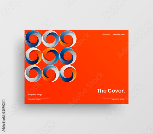 Creative business presentation vector A4 horizontal orientation front page mock up. Modern corporate report cover abstract geometric illustration design layout. Company identity brochure template.