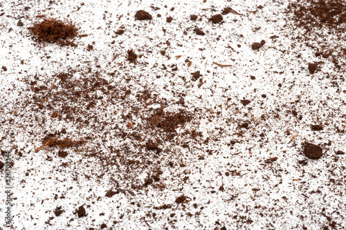 Scattered soil on a white background