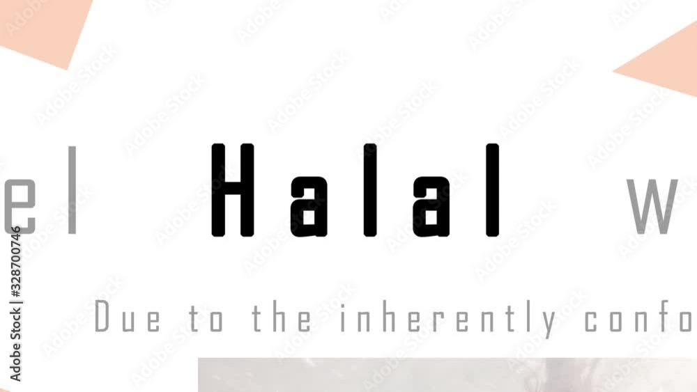 Zooming out animation on the word Halal highlighted in multiple texts that are looking to be media news articles and blog posts of different sources. White background. Zooming out animation on the word Halal highlighted in multiple texts that are looking to be media news articles and blog posts of different sources. White background.