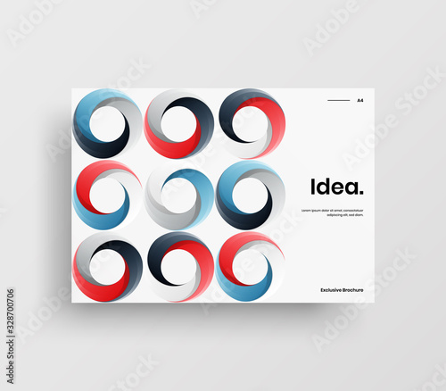 Creative business presentation vector A4 horizontal orientation front page mock up. Modern corporate report cover abstract geometric illustration design layout. Company identity brochure template.