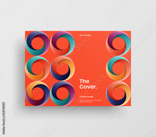 Creative business presentation vector A4 horizontal orientation front page mock up. Modern corporate report cover abstract geometric illustration design layout. Company identity brochure template.