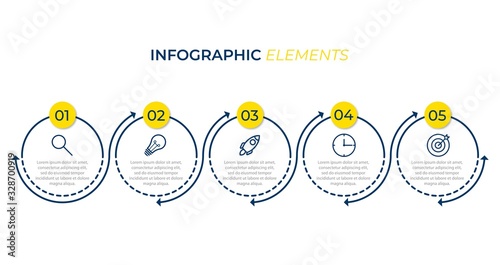 Vector business infographic design template with 5 options or steps