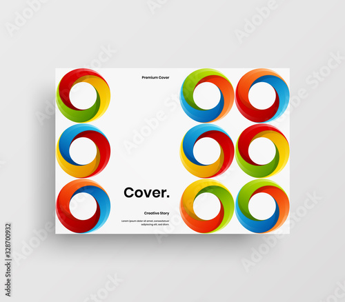 Creative business presentation vector A4 horizontal orientation front page mock up. Modern corporate report cover abstract geometric illustration design layout. Company identity brochure template.