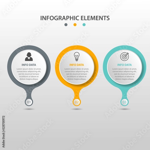 Business Infographic template. Thin line design with numbers 3 options or steps.