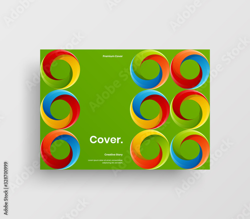 Creative business presentation vector A4 horizontal orientation front page mock up. Modern corporate report cover abstract geometric illustration design layout. Company identity brochure template.