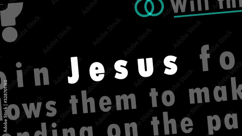 Animation of the word Jesus being highlighted in a series of different types of news articles pages. Zooming out and rotating camera movement for a dramatic effect. Black background. Animation of the word Jesus being highlighted in a series of different types of news articles pages. Zooming out and rotating camera movement for a dramatic effect. Black background.