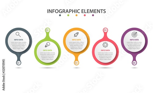 Business Infographic template. Thin line design with numbers 5 options or steps. photo