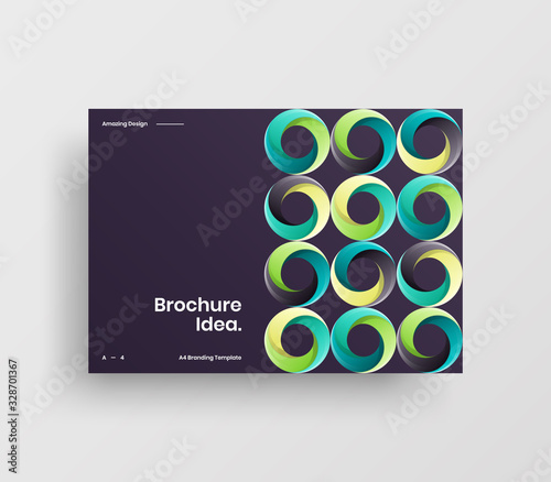 Creative business presentation vector A4 horizontal orientation front page mock up. Modern corporate report cover abstract geometric illustration design layout. Company identity brochure template.