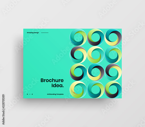 Creative business presentation vector A4 horizontal orientation front page mock up. Modern corporate report cover abstract geometric illustration design layout. Company identity brochure template.