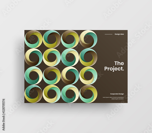Creative business presentation vector A4 horizontal orientation front page mock up. Modern corporate report cover abstract geometric illustration design layout. Company identity brochure template.
