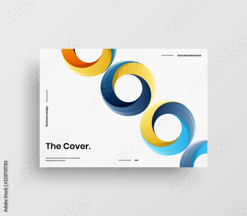 Creative business presentation vector A4 horizontal orientation front page mock up. Modern corporate report cover abstract geometric illustration design layout. Company identity brochure template.
