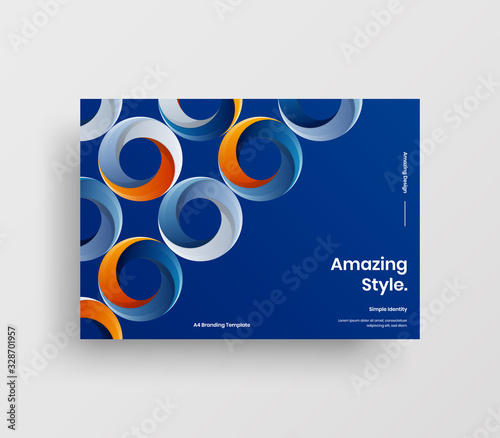 Creative business presentation vector A4 horizontal orientation front page mock up. Modern corporate report cover abstract geometric illustration design layout. Company identity brochure template.