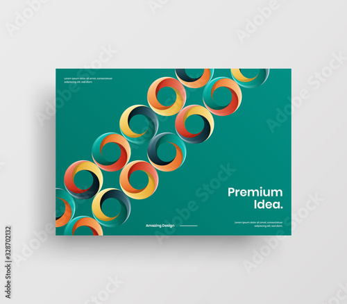 Creative business presentation vector A4 horizontal orientation front page mock up. Modern corporate report cover abstract geometric illustration design layout. Company identity brochure template.