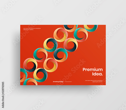 Creative business presentation vector A4 horizontal orientation front page mock up. Modern corporate report cover abstract geometric illustration design layout. Company identity brochure template.