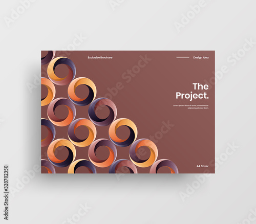 Creative business presentation vector A4 horizontal orientation front page mock up. Modern corporate report cover abstract geometric illustration design layout. Company identity brochure template.