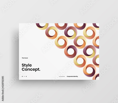 Creative business presentation vector A4 horizontal orientation front page mock up. Modern corporate report cover abstract geometric illustration design layout. Company identity brochure template.