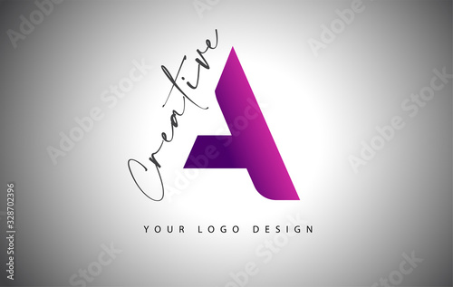 Creative Letter A Logo With Purple Gradient and Creative Letter Cut.