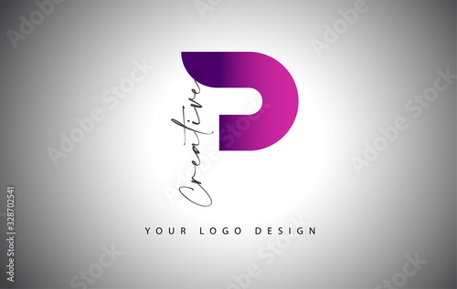 Creative Letter P Logo With Purple Gradient and Creative Letter Cut. photo