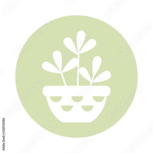 houseplant with potted, block and flat style icon